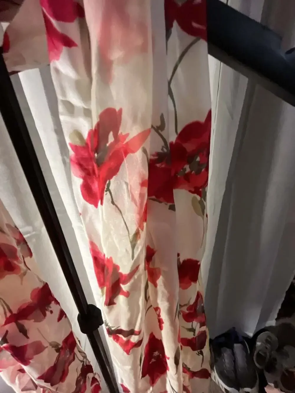Wrapables® Lightweight silk  Poppy Floral Print Long Scarf, White